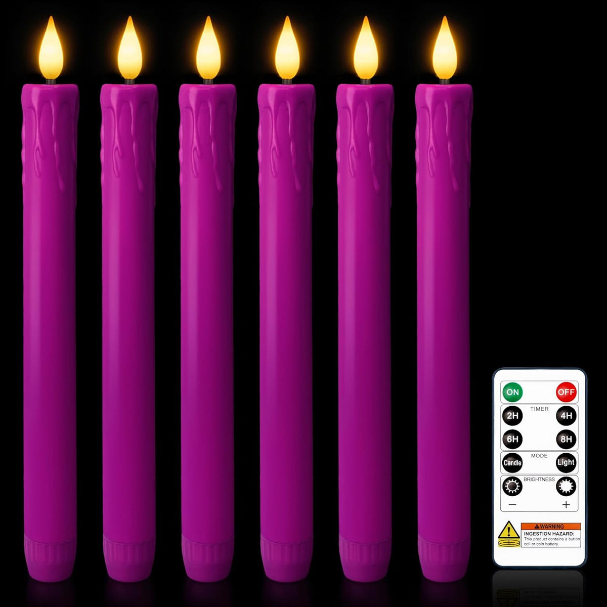 Homemory Real Wax LED Flameless Taper Candles with Remote Timer, 9.6 Inches Ivory Fake Candlesticks, Dripless Battery Operated Window Candle with 3D Flickering Flame for Fireplace Xmas Halloween