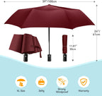 TechRise Umbrella, Compact Strong Windproof Automatic Umbrellas, Folding Lightweight, Portable Travel Golf Umbrella for Rain