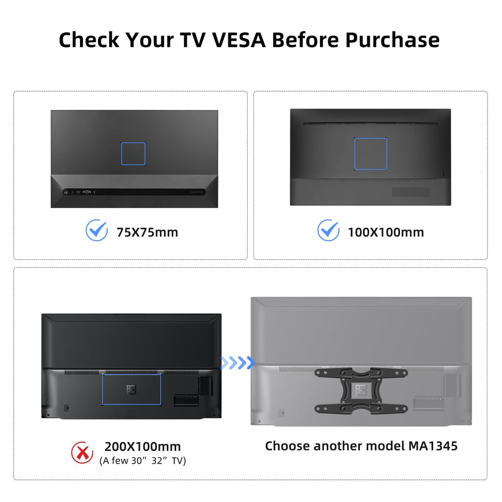 Suptek Full Motion TV Wall Mount Bracket for Most 13-30 inch TVs and Monitors, Flat and Curved TVs up to 28lbs, Tilt Swivel and 16.9 inch Extension, Max VESA 100x100mm, Black, MA2776