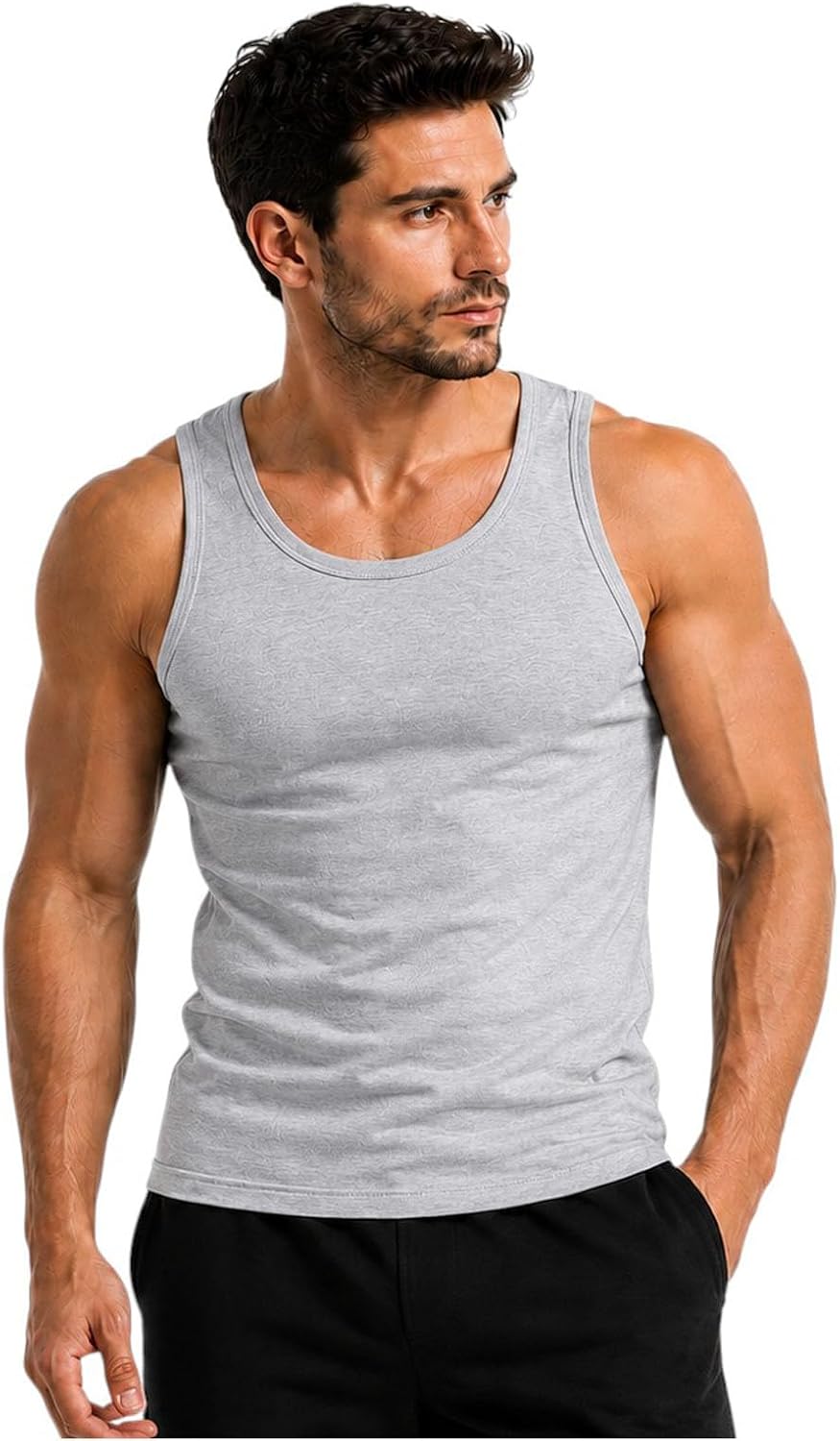 ITRAT Men's Cotton Vests Tank Tops Slim Fit Summer Top Breathable Sleeveless Shirt, Easy Fit Athletic Wear for Workout, Everyday Use and Training Activities (Pack 1, White, XL)