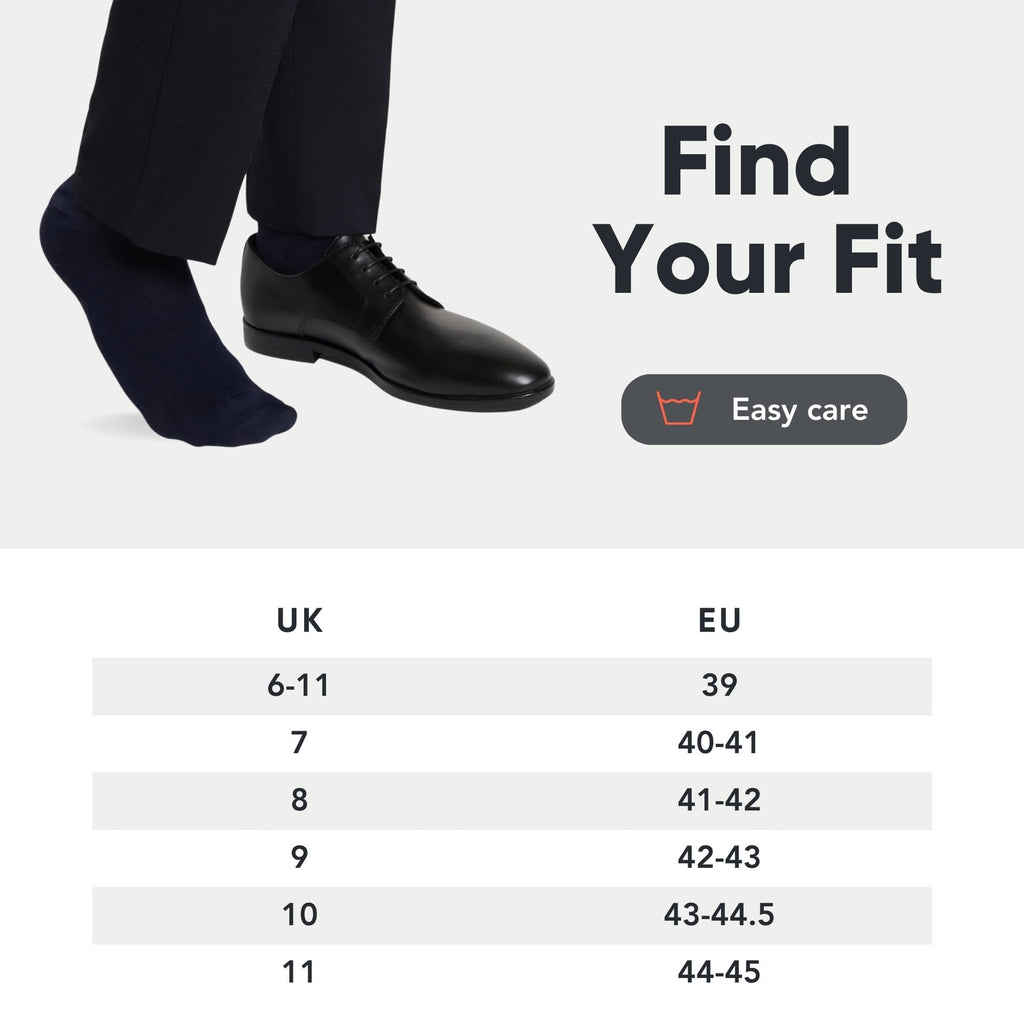 FM London 10-Pack Plain Mens Socks, Soft Cotton Rich Dress Socks Mens 6-11