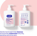 E45 Hand and Body Wash Cream - Relieve Dry, Itchy & Irritated Eczema Prone Skin - 250ml - Gently Cleanses Very Dry and Sensitive Skin - Dermatological Soap Free Emollient