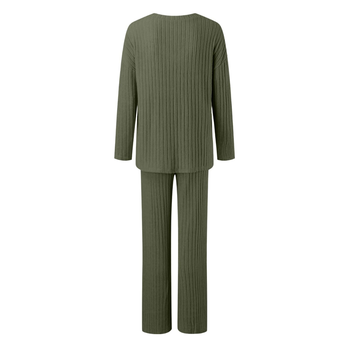 Lounge Wear Sets For Women Uk, Womens Pyjamas Set Long, Ladies Ribbed Loungewear Knit Outfits Womens Tracksuits 2 Piece Set V Neck Casual Casual Homewear