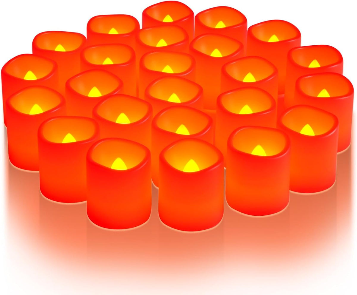 Homemory 24 Pack Red Flameless Flickering LED Votive Tealights Candles