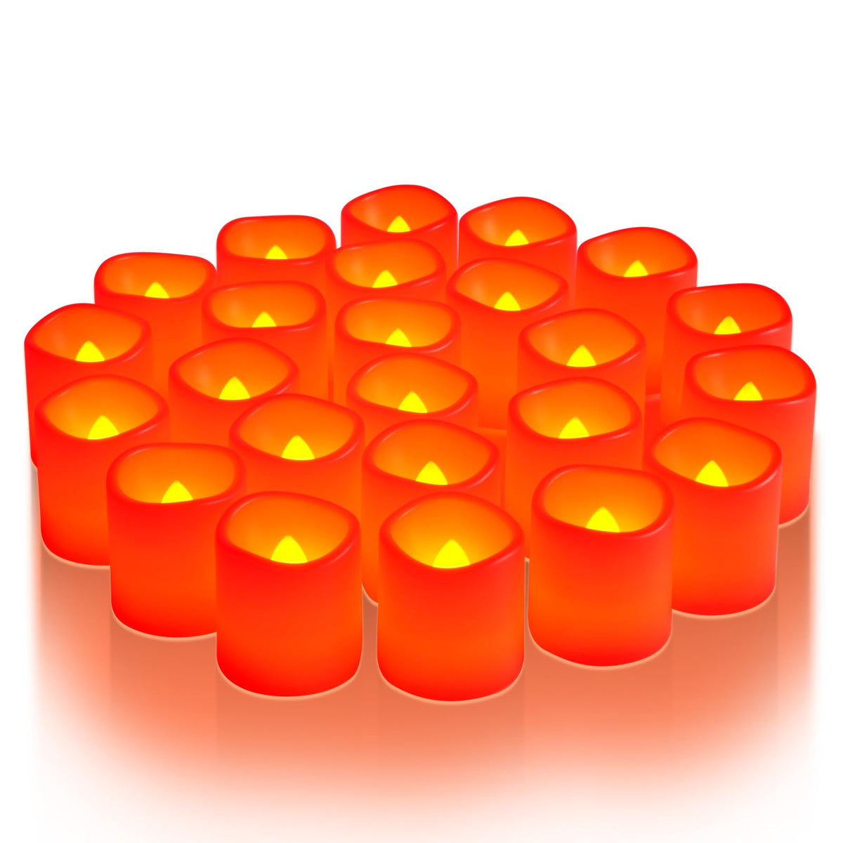 Homemory 24 Pack Red Flameless Flickering LED Votive Tealights Candles