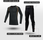Kids Base Layer - Fleece Lined Athletic football skins, Warm Football Skins Long Sleeve Top and Leggings Compression Set, Reflective Line Thermal Underwear for Biking, Ski & Running
