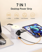Extension Lead with USB Slots and Night Light, 4 Way (13A/3250W) Multi Plug Extension Cords & 3 USB Ports, Surge Protected Extension Lead with Switches, 2M Extension Cable for Home Dorm Office