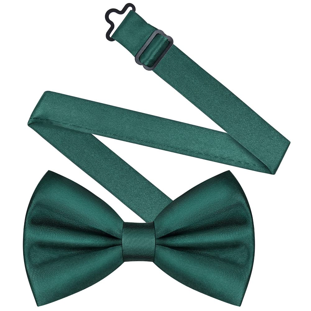 URAQT Men Pre-Tied Solid Satin Bow Tie, Adjustable Formal Bowtie