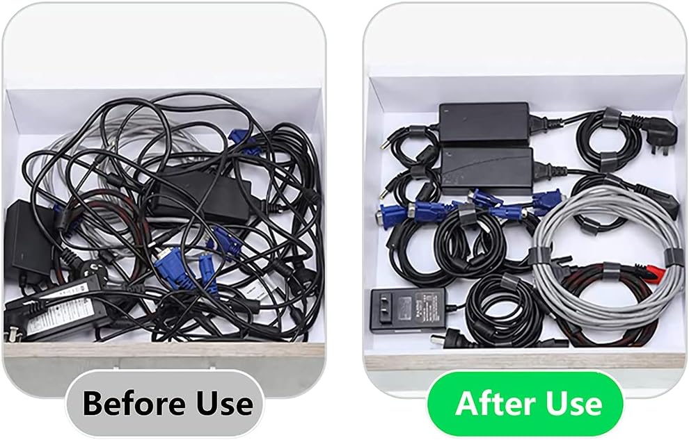 Cable Tie Reusable Black 50 Pack Straps Adjustable Releasable Extension Hook and Loop Tidy Wraps for Headphones HDMI Ethernet Printers Laptops USB Data Cables