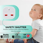 Double Dragon 2-Pack UK Electric Toothbrush & Shaver Plug Adapter | 2-Pin to 3-Pin Bathroom Converter | Supports UK EU Round & US Flat 2-Pin Plugs | 1A Fused | Compatible with Oral-B, Braun, Philips