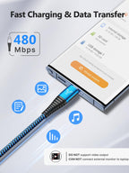 USB C Charger Cable 3M 2Pack Type C Charger Fast Charging 3A Lead Braided for Samsung Galaxy S23 S22 S21 S20 S10 S9 S8 A12 A13 A20e A21s A53 A70,Google Pixel 7 6,Huawei P30 P40,Sony Xperia,Switch,PS5