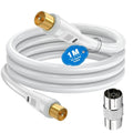 Ancable TV Aerial Cable with Coaxial Adapter 1M White TV Ariel Lead