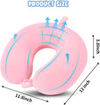 WENGX Travel Neck Pillow With Storage Bag Memory Foam Head Support Flight Pillows Cushion for Airplane Train Car Office Travel Essential for a Long Hauls Sleeping Rest(Pale Pink)