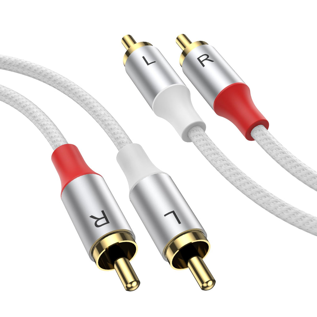 MOSWAG RCA Stereo Cable,2-Male to 2-Male RCA Audio Stereo Cable 10Ft/3M,RCA Cord Auxiliary Audio Cord Nylon Braided for Home Theater, HDTV, Amplifiers, Hi-Fi Systems, Car Audio, Speakers