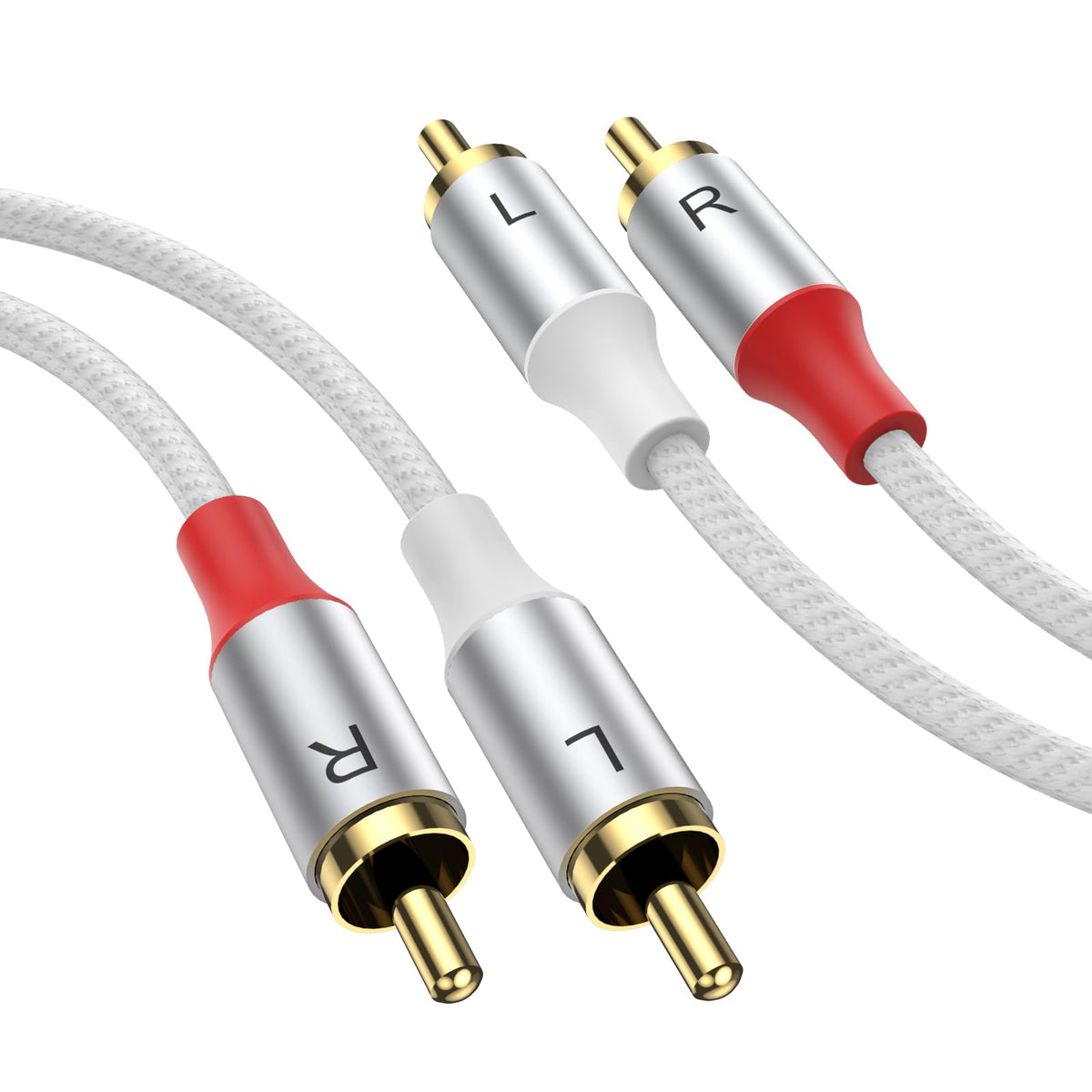 MOSWAG RCA Stereo Cable,2-Male to 2-Male RCA Audio Stereo Cable 10Ft/3M,RCA Cord Auxiliary Audio Cord Nylon Braided for Home Theater, HDTV, Amplifiers, Hi-Fi Systems, Car Audio, Speakers