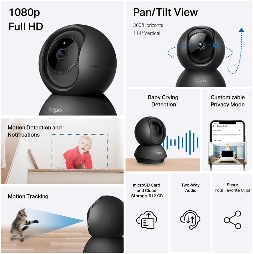Tapo C201 Full HD Pan/Tilt Indoor Security Camera Pet Camera House Security