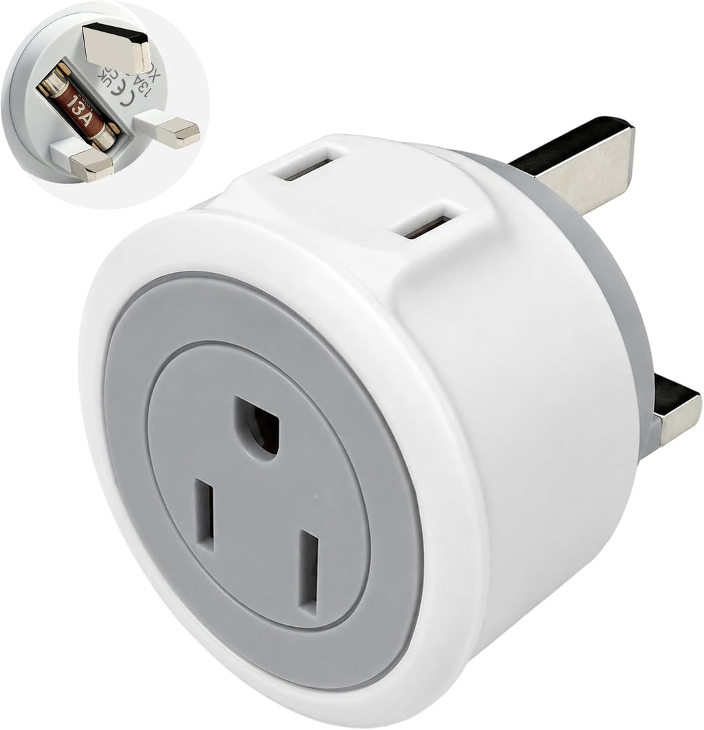 US to UK Plug Adapter, 2 in 1 USA to UK Travel Adaptor with 13A Fuse