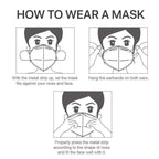 LEMENT 50pcs KN95 Face Mask Black 5-Layer Filter≥95% Cup Dust Safety Masks