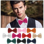 URAQT Men Pre-Tied Solid Satin Bow Tie, Adjustable Formal Bowtie
