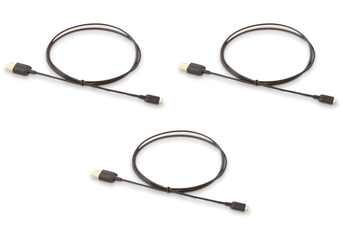 Amazon Basics 5-Pack Micro USB Cable, USB 2.0, 3 m, Black