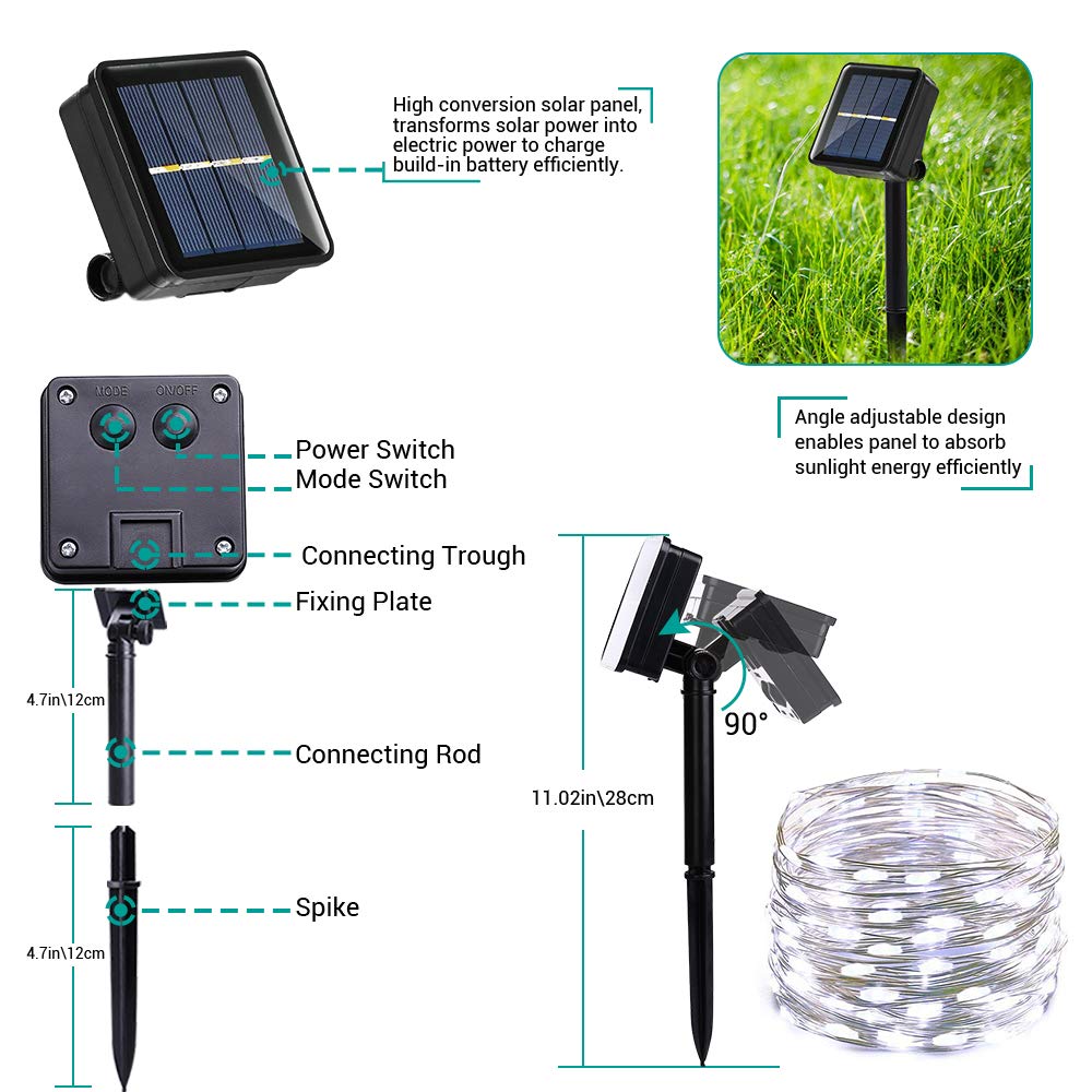 Joomer Solar Fairy Lights, 2-Pack Total 80FT 240LED Lights, Warm White