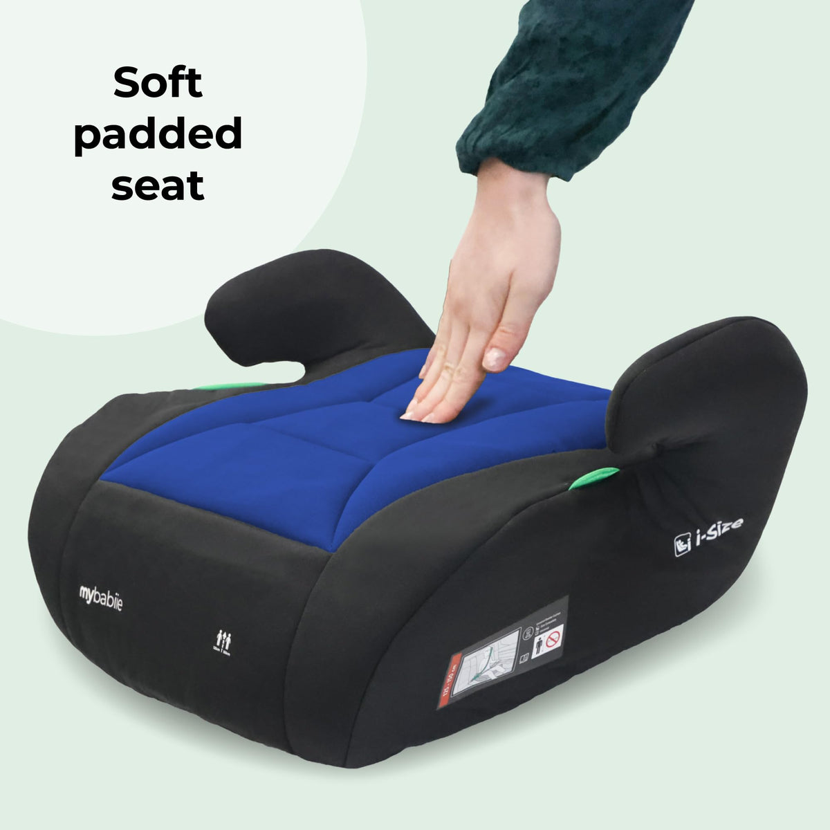 My Babiie MBCSB10 Booster Car Seat - Lightweight at 1kg, Approx. 6-12 Years (125-150cm, 22-36kg), R129, i-Size Backless Child Car Seat, Group 3, Compact, Portable, Ideal for Travel - Black