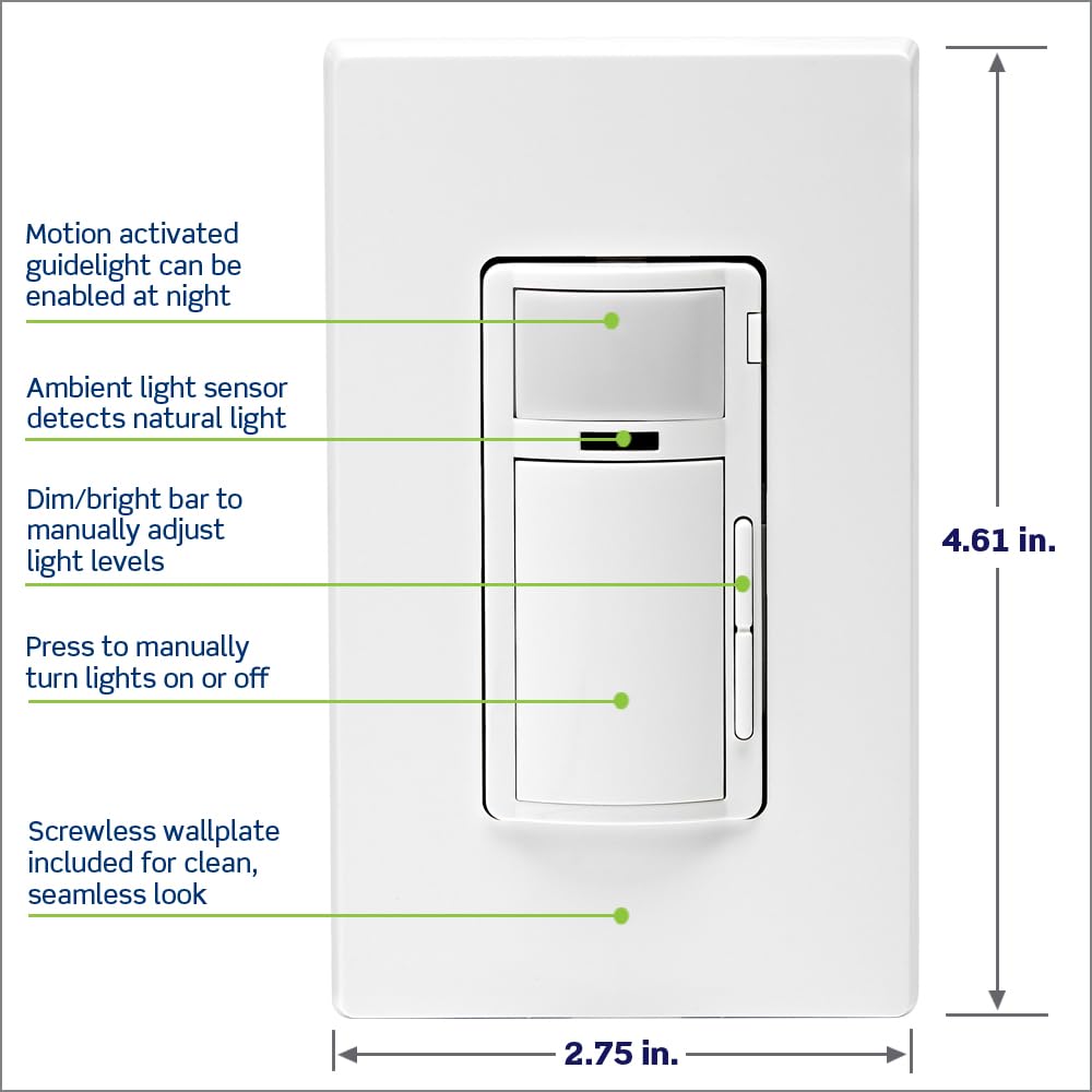 Leviton Decora Smart Switch, Wi-Fi, D315S-1RW, White