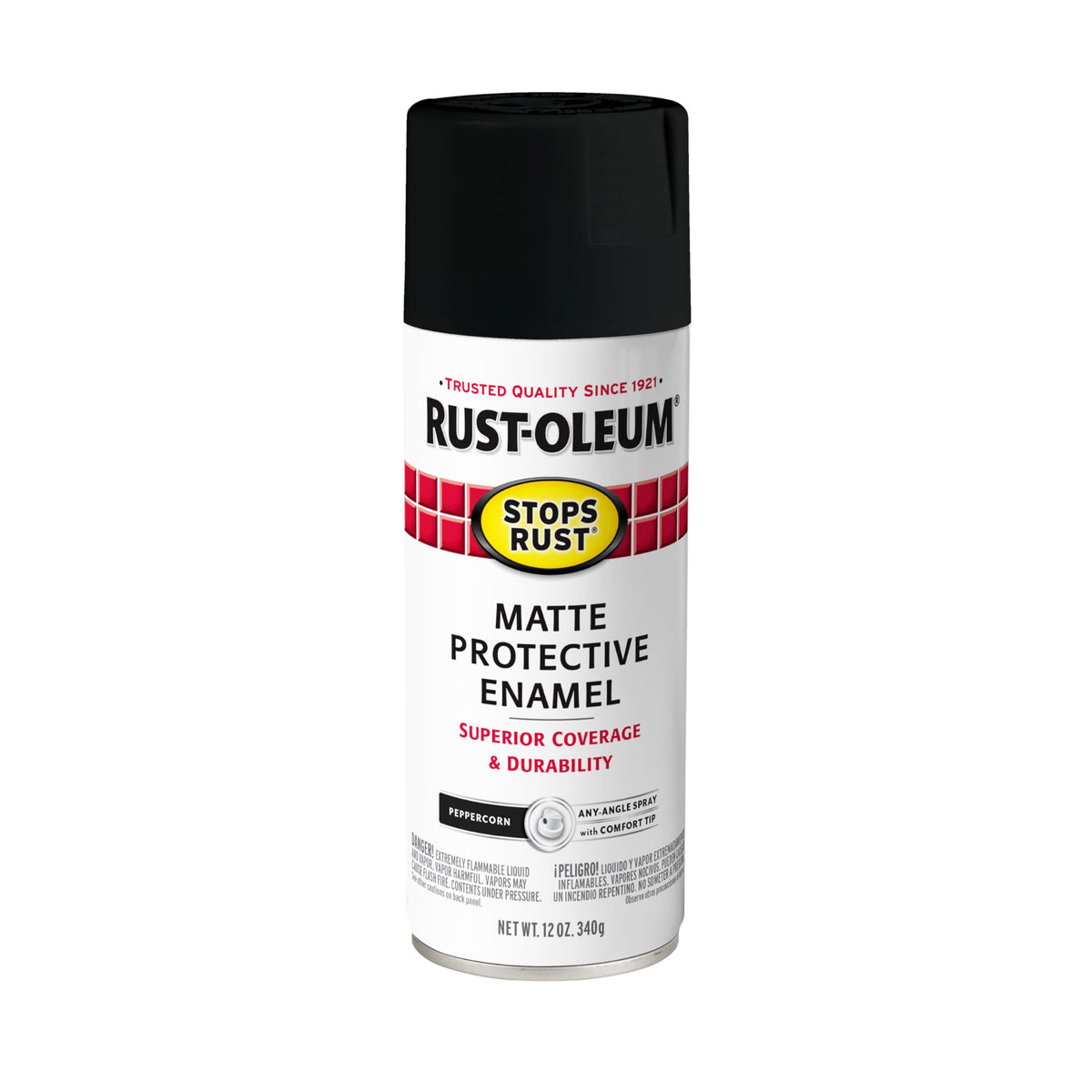 Rust-Oleum 7776830 Stops Rust Spray Paint, 12 oz, Flat Black
