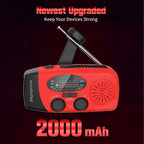 2000mAh Wind Up Solar Radio, Emergency Weather Radio,FM/AM Hand Crank Radio