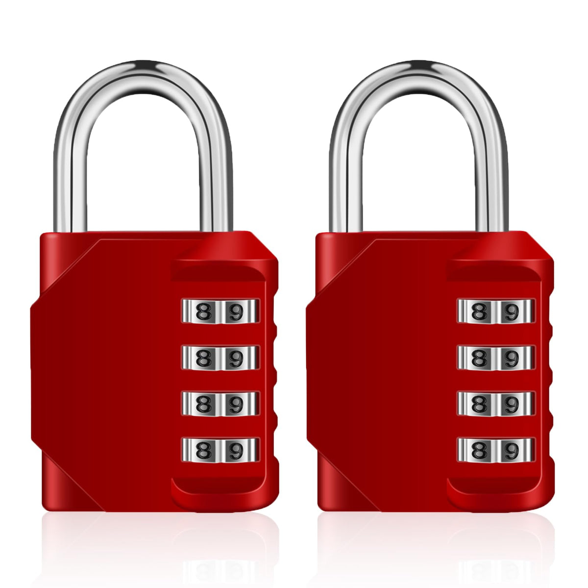 ZHEGE Combination Padlock, 4 Digit Combination Locker Padlock (Red)