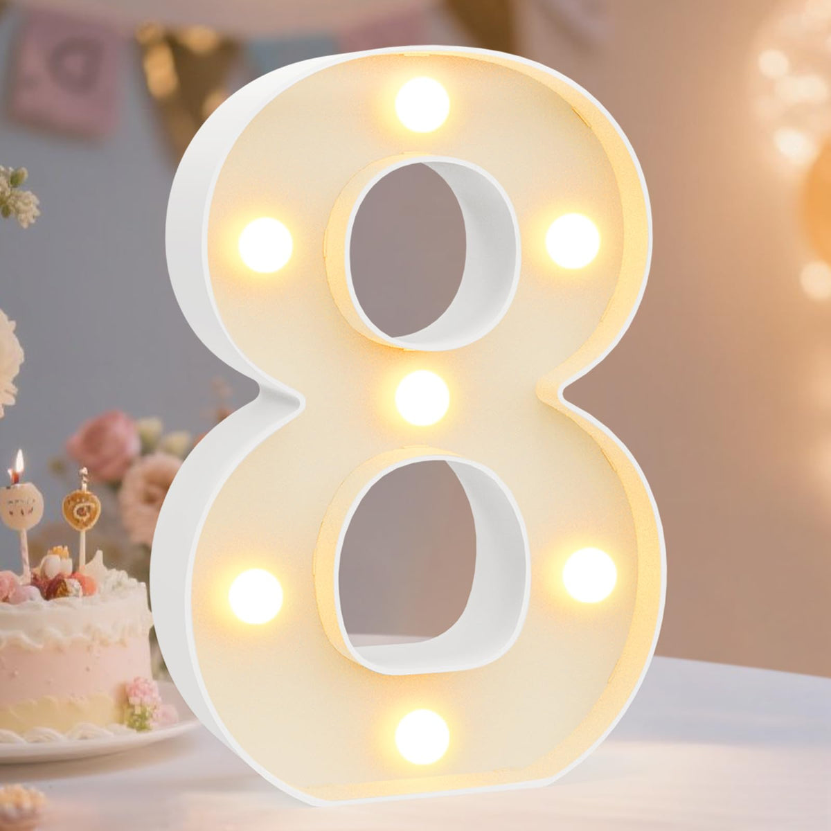 Pooqla 2.4FT Light Up Numbers, Marquee Numbers 2.4 Feet Tall Party Decor for Her Him, Mosaic Big Sign for 7th 17th 70th Birthday Anniversary Decoration Backdrop, Large Pre-Cut Frame Number 7