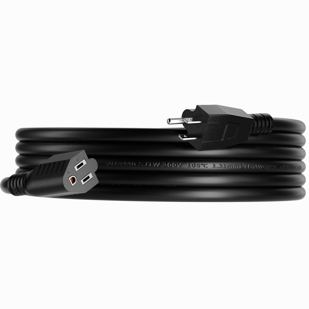 Skrizcable 16/3 15 FT Outdoor Extension Cord Waterproof, Black Power Cord