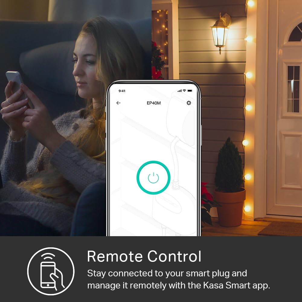 Kasa Outdoor Smart Plug, Smart Home Wi-Fi Outlet with 2 Sockets, EP40