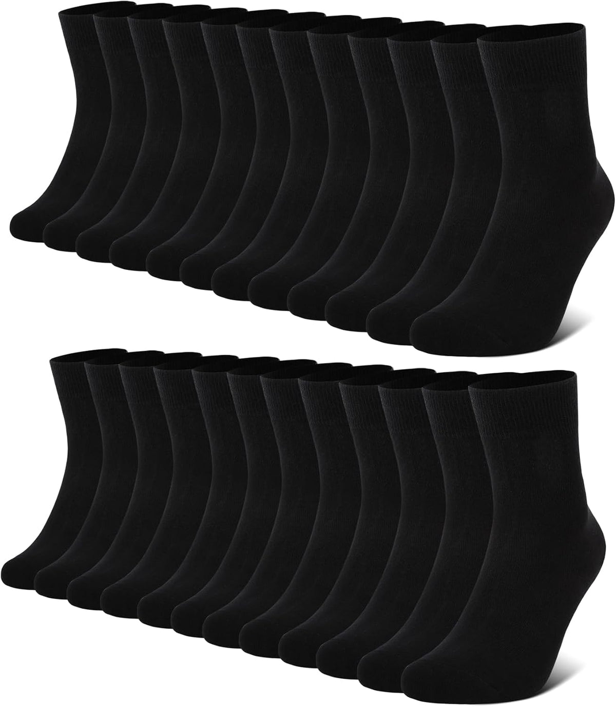 FALARY 12 Pairs Black Mens Socks, Plain Cotton Socks for Men & Women