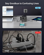 Cube Extension Lead with 4 USB Slots, Kemelo 4 Way (13A/3250W) Multi Plug Extension Cable with Child Safety UK Desktop Power Extension Socket,1.5M Extension Cords for Home Dorm Office Travel, Black