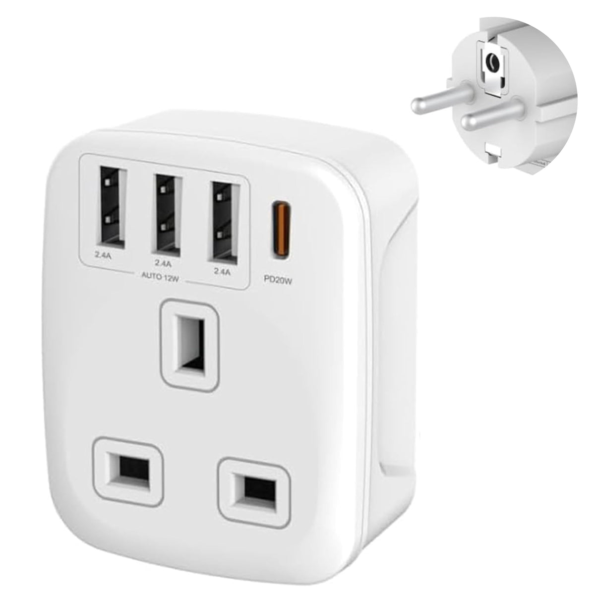 Double Dragon 2-Pack UK Electric Toothbrush & Shaver Plug Adapter | 2-Pin to 3-Pin Bathroom Converter | Supports UK EU Round & US Flat 2-Pin Plugs | 1A Fused | Compatible with Oral-B, Braun, Philips