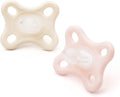MAM Comfort Dummies, 0-3M, 2 Pack, Orthodontic Design, Pink/Cream
