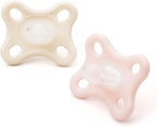 MAM Comfort Dummies, 0-3M, 2 Pack, Orthodontic Design, Pink/Cream