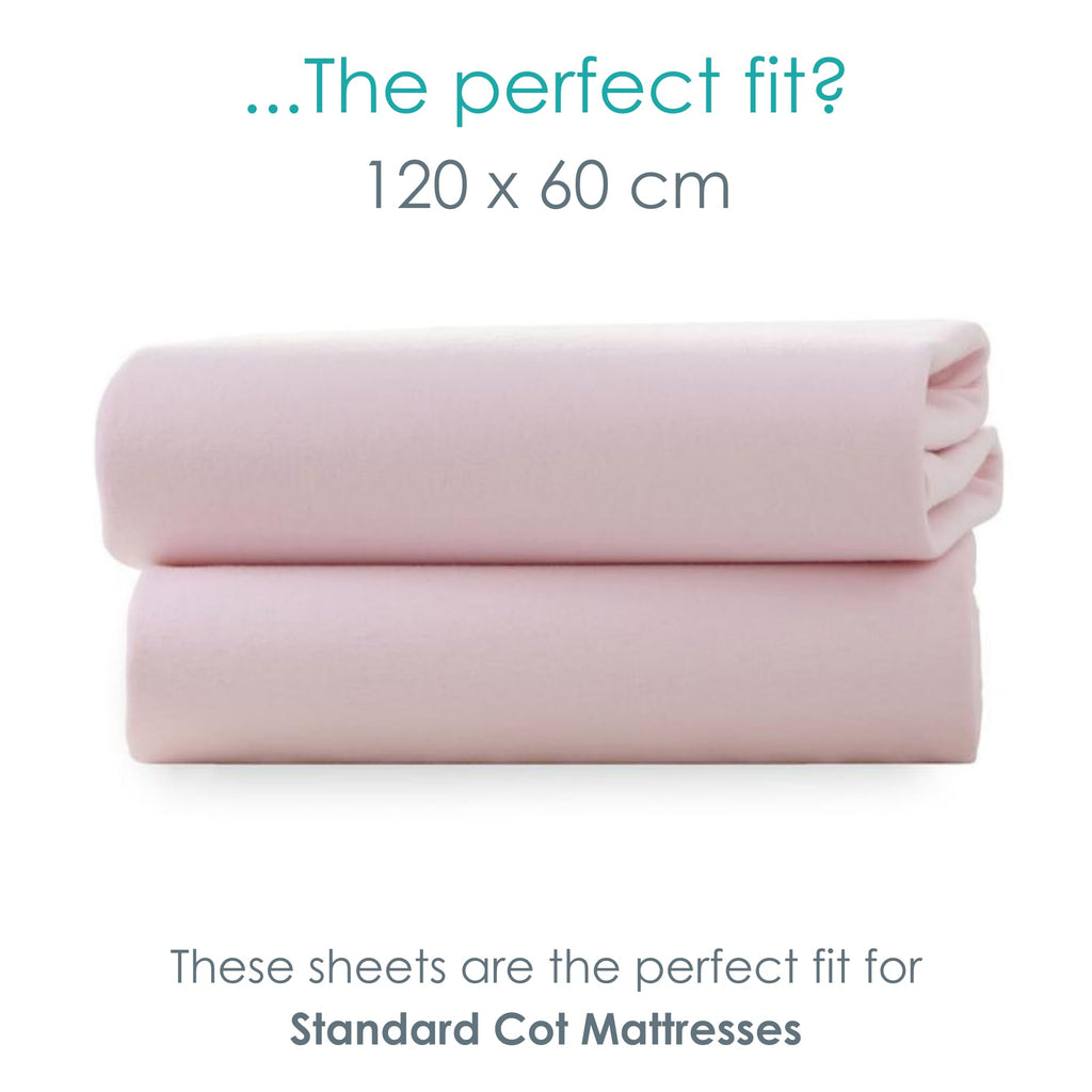 Clair de Lune 2 Pack Fitted Jersey Cotton Cot Sheets 60 x 120 cm (White)