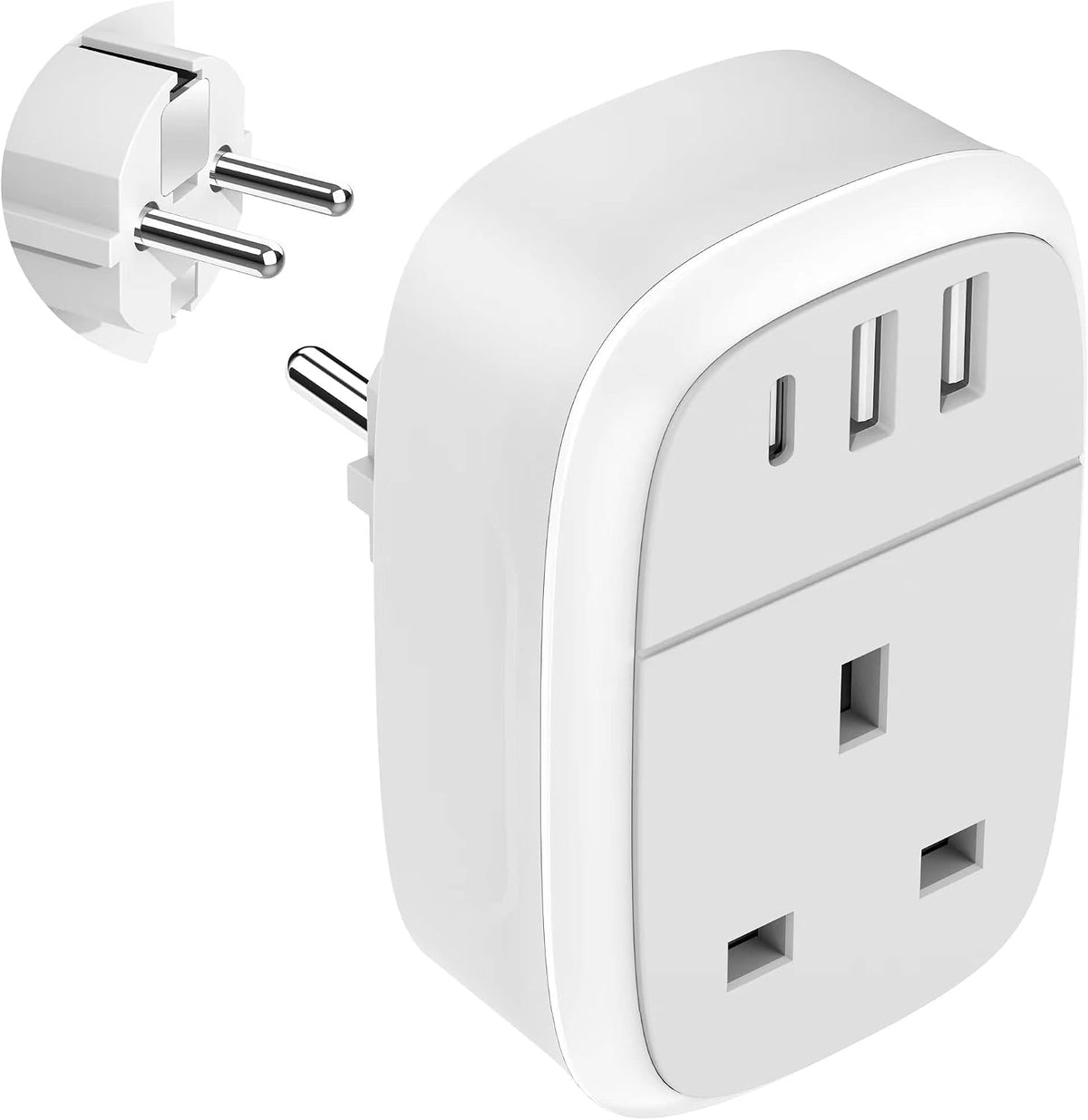 European Plug Adapter, UK to EU Euro Europe Schuko 32W USB C Fast Travel Charger Grounded USBC Adaptor Type C for Germany France Spain Turkey Greece Iceland Poland Russia Portugal Austria(Type E/F)