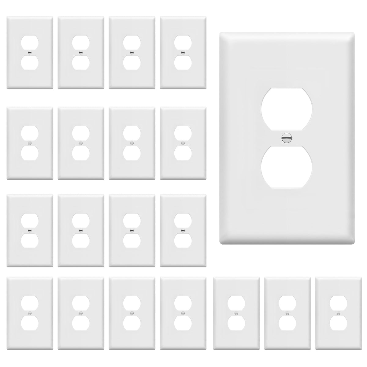 ENERLITES 10 Pack Outlet Covers Wall Plate for Duplex Receptacle, White