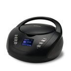 Groov-e Original Boombox - Portable CD Player with Bluetooth, Radio, 3.5mm Aux Port, & Headphone Socket - LED Display, 2 x 1.2W Speakers - Battery or Mains Powered - Blue