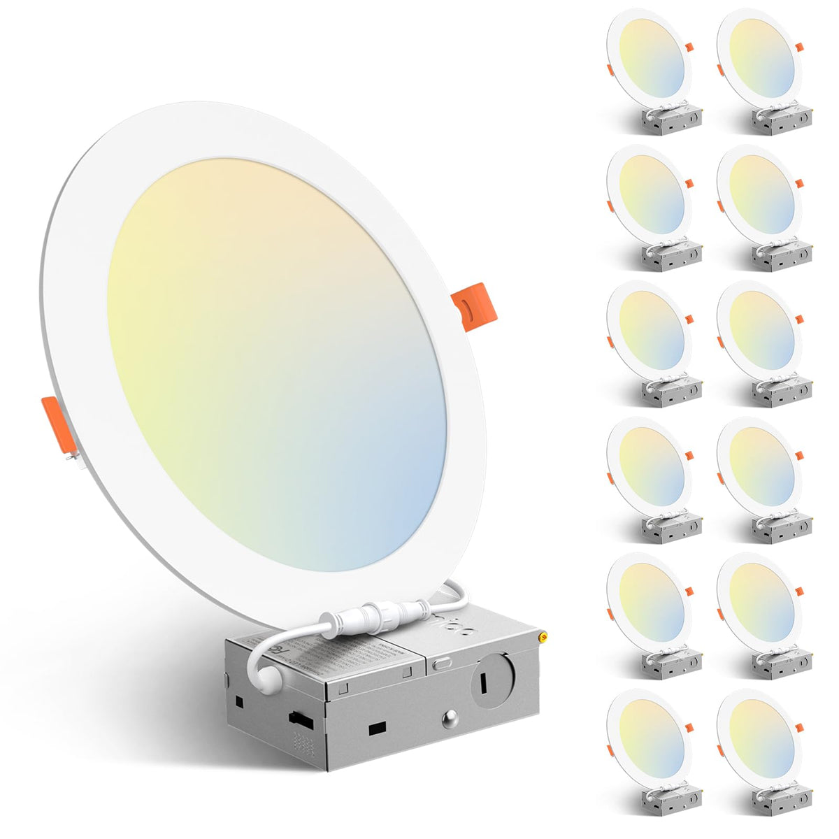 Amico 12 Pack 3 Inch LED Recessed Lighting, Canless Wafer Downlight, White
