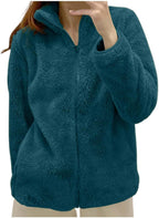 Fleece Winter Jackets for Women UK Fashion Warm Soft Fluffy Coats Causal Solid Color Long Sleeve Full Zip Jacket Elegant Callor Lapel Cardigans Ladies Teddy Fleece Outwear Gifts for Daily Holiday