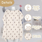 Aolso Breastfeeding Cover Nursing Cover, Muslin Cotton Soft Breathable Nursing Cover, Adjustable Strap Breast Feeding Coverall for Car Seat Blanket and Stroller Coverall (White-Bear)