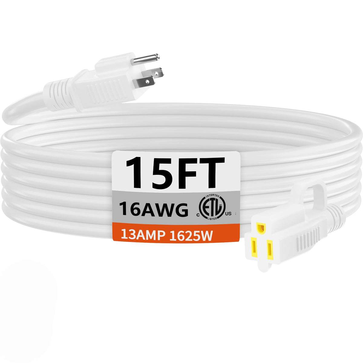 HUANCHAIN Indoor Black Extension Cord 3 FT Waterproof 16/3 Gauge