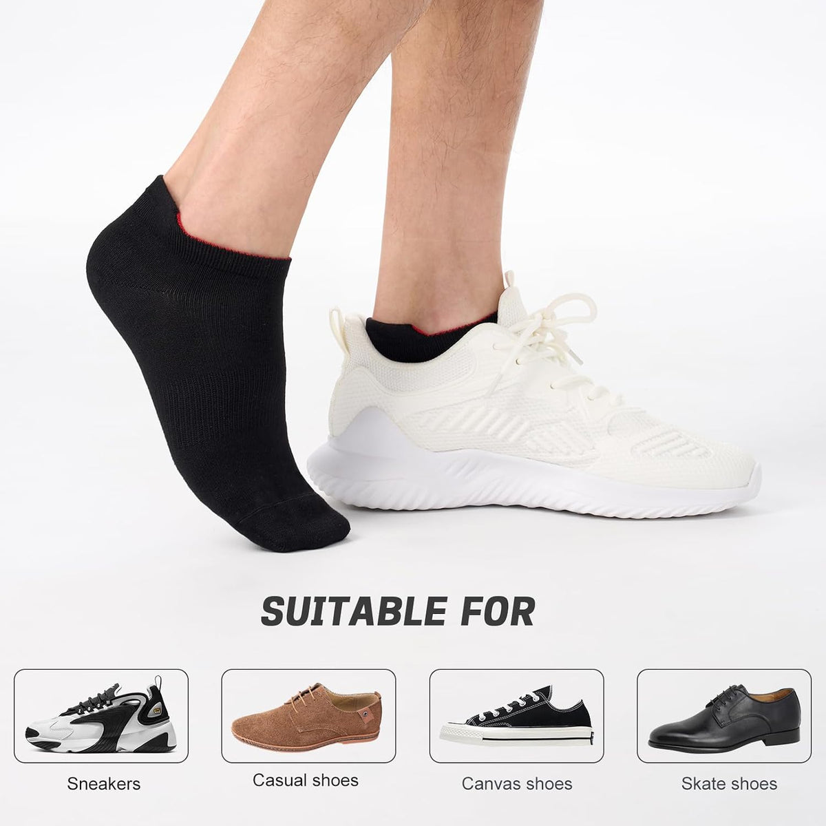 Niorasen Bamboo Trainer Socks for Men & Women, 6 Pairs, Low Cut