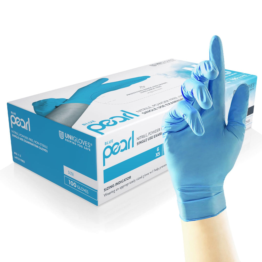 UNIGLOVES Black Pearl Nitrile Examination Gloves - Multipurpose, Powder Free and Latex Free Disposable Gloves - Box of 100 Gloves, Black, Large (GP0034)