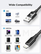 Aioneus iPhone Charger Cable 1M, MFi Certified Lightning Cable Fast iPhone Charging Cable Nylon Braided USB iPhone Charger Lead for iPhone 14 13 12 11 Pro Max XR XS X Max 8 7 6s Plus SE, iPad