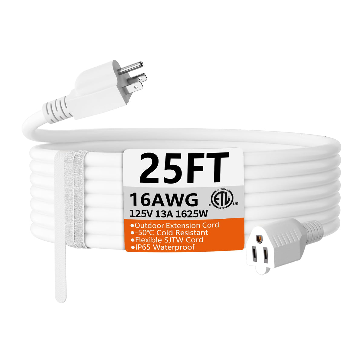 HUANCHAIN Indoor Black Extension Cord 3 FT Waterproof 16/3 Gauge